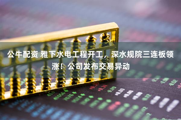 公牛配资 雅下水电工程开工，深水规院三连板领涨！公司发布交易异动