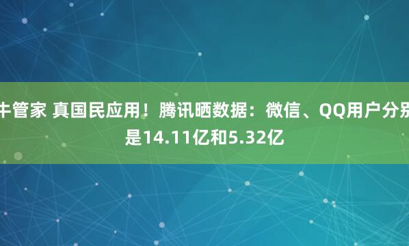 牛管家 真国民应用！腾讯晒数据：微信、QQ用户分别是14.11亿和5.32亿